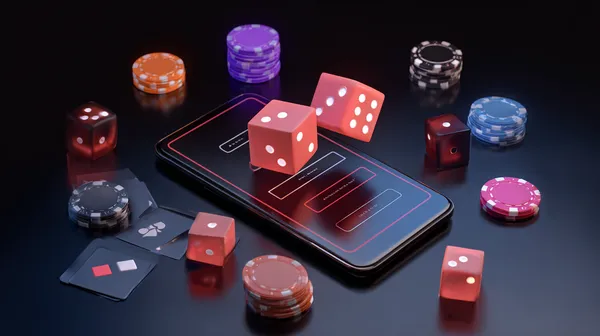 BAJI2000 Games — Explore our rich library of casino classics A woman smiling while playing online games on her laptop, surrounded by neon casino elements, showcasing BAJI2000’s diverse game collection.